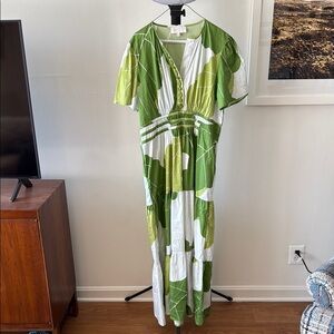 Green and White Maxi Dress Sheridan French